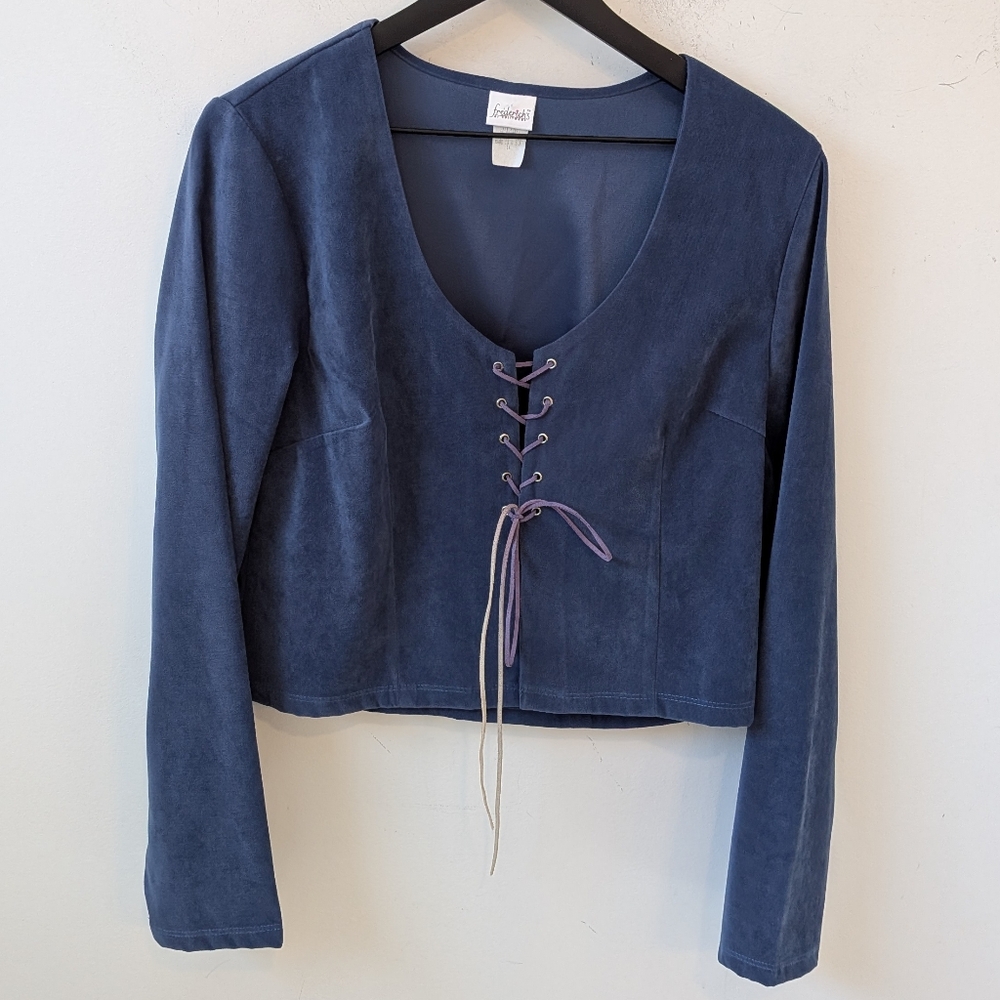 Frederick's of Hollywood Faux Suede Renaissance Coquet Milk Maid Lace Up Top